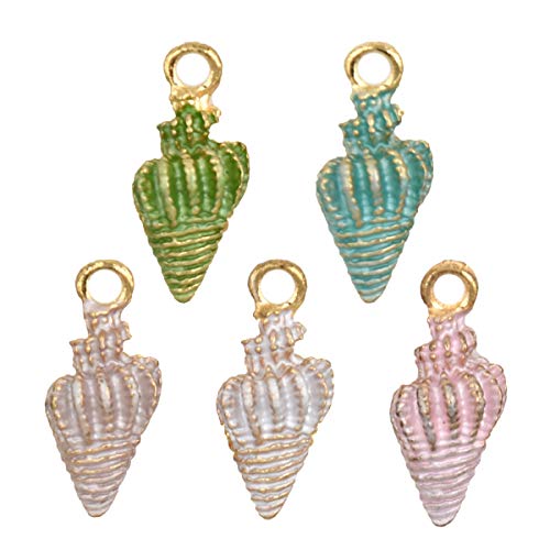 30 PCS Colors Enamel DIY Jewelry Necklace Bracelet Pendants, Charms Conch Starfish Sea Shell Mixed for Jewelry Making (30PCS C) - Thumbnail 2