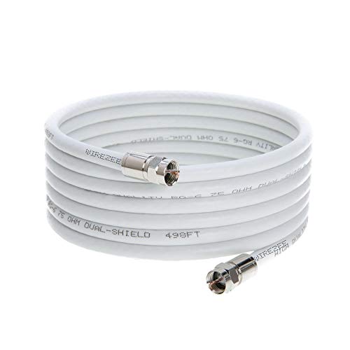 Coaxial F Type RG6 Cable Coax HDTV Wire Double Shielded Patch Cord 25ft, 50ft, 100ft (25FT, White)