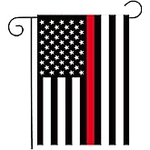 Thin Red Line USA Garden Flag 12 x 18 Inches - Polyester Double Sided Printed Small Fire Department Firefighter Flags for Yard (Flag Only)