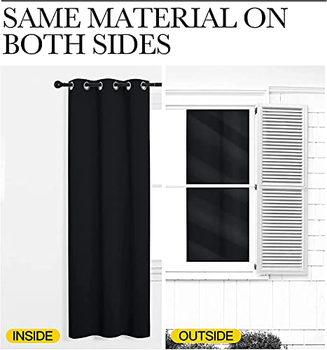 Arabest Blackout Curtain - 2 Piece Thermal Insulated Grommet Blackout Curtain Panel for Bedroom,Living Room (Black, 140 x 240 cm)