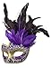 Costume Mask Feather Masquerade Mask Halloween Mardi Gras Cosplay Party Masque (Crack Purple)