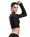 J-pinno Women's Athletic Mesh Long Sleeve Crop Top Shirt Workout Yoga Dry Fitness T-shirt