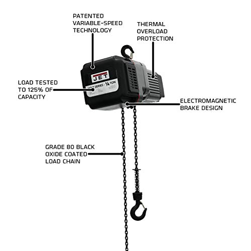 JET VOLT-025-13P-10, 1/4-Ton Electric Hoist, 1PH/3PH 230V, 20' Lift (182510) - Image 2