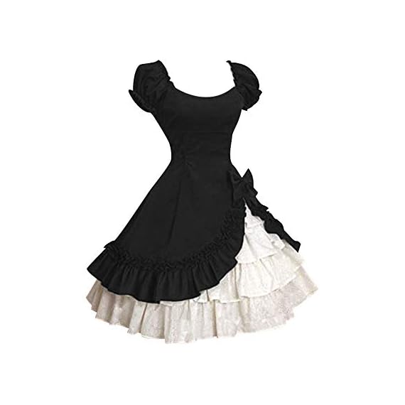 Womens-DressesVenfamo-Cap-Sleeve-Bow-Tie-Ruffle-Dress-Medieval-Gothic-Lolita-Mini-Dress-Princess-Dress-Black