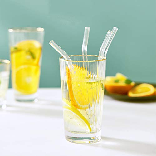 Glas Strohhalms Wiederverwendbar Set,6 Lange Geraden Strohhalm Glas,6 Gebogenem Glas Trinkhalm mit 4 Reinigungsbürsten… – Bild 5
