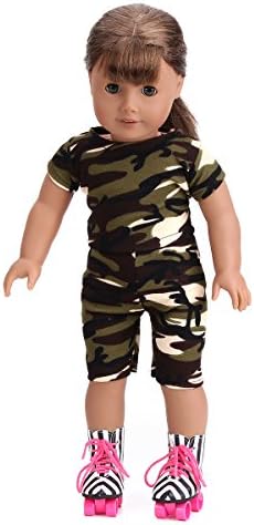 RainbowGirl Doll Clothes Set for 18 inch American Girl Doll-Include T-shirt,Short,Skates