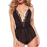 Bodysuits ,Sumen Women Babydoll Lingerie Lace Sleepwear (Black)