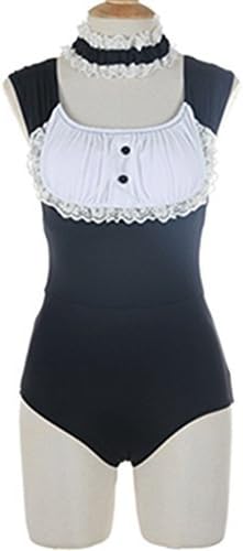 Amazon Aki 水着 死庫水 学生水着 メイド メイド水着 蝶結び 荷葉 少女 高校生 連体水着 三角水着 M L Xl M 水着 通販