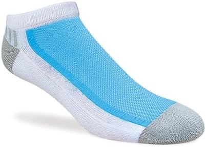 Jox Sox Women's Cushioned Low Cut Performance Socks (Two Pair Pack) (Women's Shoe Size 5-10 / Sock Size 9-11, White/Ocean)