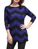 Allegra K Woman Zig-Zag Pattern Knitted Loose Tunic Shirt Black Blue M