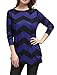 Allegra K Women's Zig-Zag Pattern Knitted Relax Fit Tunic Shirt L Black Blue
