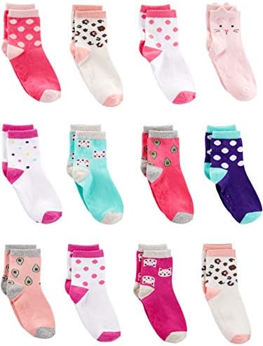 Easy Joys by Carter’s Child and Toddler Ladies’ 12-Pack Sock Crew