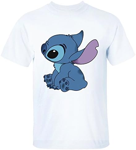 YATENG Lilo Stitch Line Men's T Shirt Short Sleeves white S
