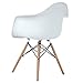 ELERANBE Set of 2 (Two) White Arm Chair- Eames Eiffel Style Lounge ArmChair Chairs Natural Wood Wooden Legs for Dining Room Living Room Cafe Kitchen