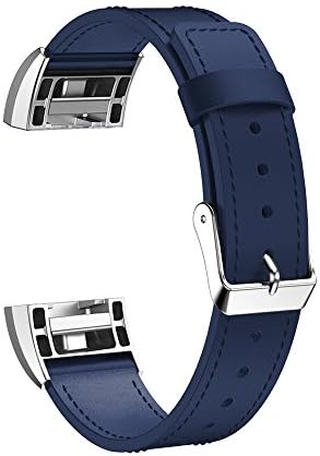 Leather Band for Fitbit Charge 2 - Large - Navy Blue