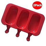 Always Your Chef Silicone 3-Cavity Pop Molds Oval Ice Cream Maker Jello Molds, Pack of 2