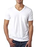 YogaColors Men's Unisex Short Sleeve Jersey V-Neck Pocket Tee T-Shirt XS to 3XL