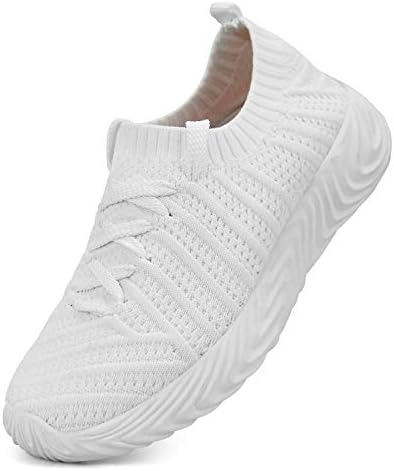 Girls Tennis Gym Shoes White Slip On Running Sports Shoes Non Slip Fashion Athletic Sneakers for Boys Size 7.5 Big Kid