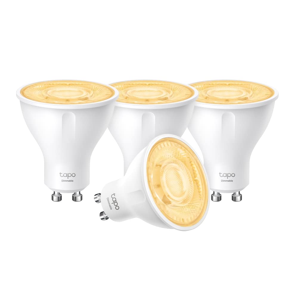 TP-Link Tapo Smart WLAN Light Bulb GU10 Tapo L610 4 Pieces, Energy Saving, 2.9 W Equivalent to 50 W, Dimmable Alexa Smart Lamp, Smart Home Alexa Accessories, Google Assistant, White