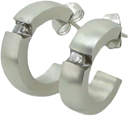 Elegant Stainless Steel Magnetic Therapy Hoop Men's/Unisex Earrings Improve Circulation and Weight Loss (Single Zircon)
