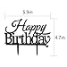 PALASASA Happy Birthday Cake Toppers Monogram Black Silhouette Acrylic Party Decorations