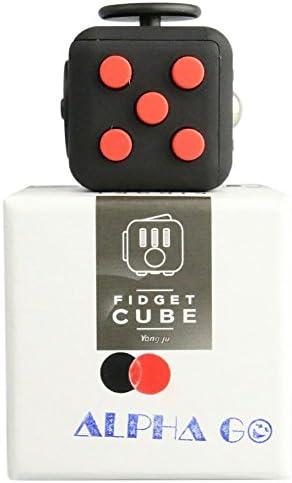Premium Quality Fidget Cube Dice Toy, Anti-anxiety Relieves Stress and Depression, Calming Focus Toy for Children and Adults - Perfect Gift for Autism Anger ADD ADHD &amp; PTSD (Black-Red)