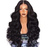 Clearance 360 Lace Frontal Wigs For Black Women Human Hair Wigs Natural Black Color Pre Plucked Lace Wigs Brazilian Human Hair Wigs for Women With Baby Hair (65-68cm, Black)