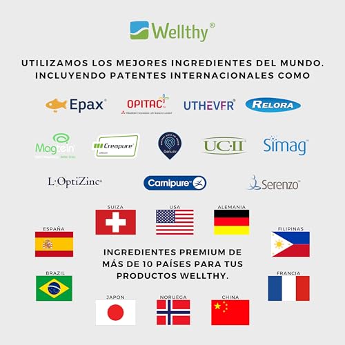 Wellthy Bisglicinato de Magnesio 300 Cápsulas 432mg. 100% Natural, Alta Absorción, VCaps Cápsulas Veganas.