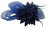Zking Women Fascinator Hair Pillbox Rose Veil Cocktail Party Wedding Hat (A-royal blue)