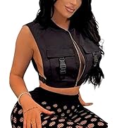 Alunzoem Women Casual Sleeveless Zip Up Fashion Cropped Vest Jacket with Pockets