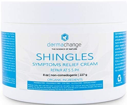 Organic Shingles Symptoms Relief Cream - with Manuka Honey - Face Body Recovery Cream - Nerve Pain Relief - Rash, Rosacea & Eczema Treatment - Relieve Itchy Dry Skin (8 oz) - Made in USA