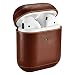 AirPods Case, ICARER Genuine Airpods Leather Case (The Front LED Visible) Wireless Charging Cover for Apple Airpod 2 & 1 (Brown) primary