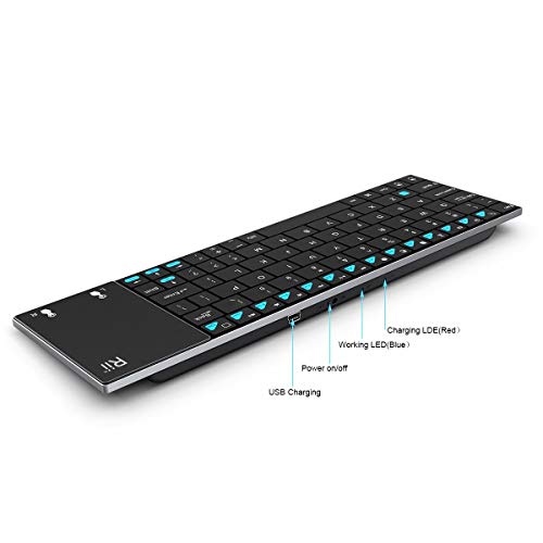 Rii K12BT Ultra Slim Portable Mini Wireless Bluetooth Keyboard with Large Size Touchpad Mouse,Stainless Steel Back Cover for PC,Surface Pro 2,3,Android iOS Tablet PC/Galaxy Tabs,Smart TV Box,Windows - Thumbnail 4
