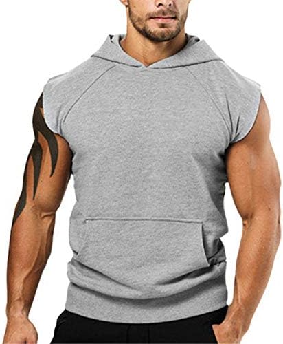 Diconna Mens Casual Sleeveless Hoodie Muscle Cut Workout Tank Tops Shirts