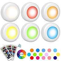 Wireless LED Puck Light, Mirviory Closet Light 16 Colors 3 Modes with Remote Control, Under Cabinet Lighting, Dimmable Timing Battery Powered Lights, Stick On Lights (6 Pack)