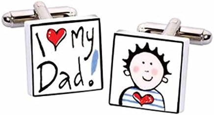 I Love My Dad Cufflinks by Sonia Spencer, Hand painted