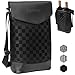OPUX Insulated 2 Bottle Wine Carrier | Wine Tote Bag Cooler with Shoulder Strap and Leather Design | Padded Wine Bottle Carrying Bag for Travel Picnic -Checker Black
