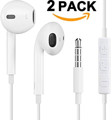 2 Pack Earphones, Headphones and Noise Isolating headsets, with Stereo Microphone&amp;Remote Control for iPhone SE/5S/5C/5/6/6S Plus,iPad /iPod Nano 7/iPod Touch