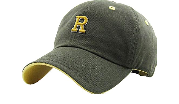 Hat R Letter Embroidery Initial Olive 