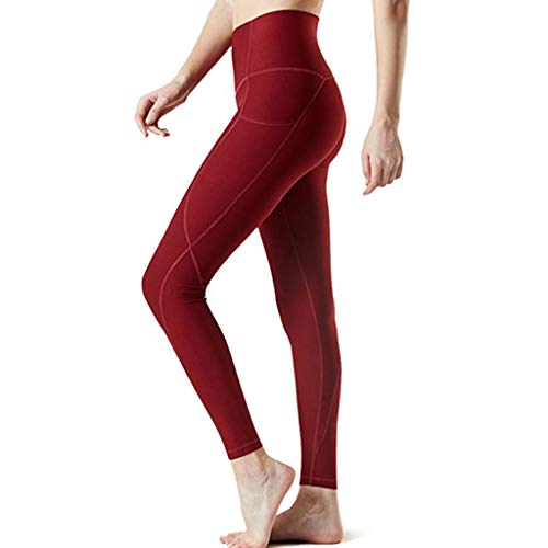 Mysky Popular Women Classic Comfy Leggings Fitness Sports Running Yoga Workout Out Athletic Pants Red