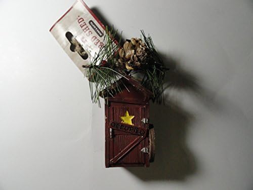 Red Shed Outhouse With Wheel Ornament