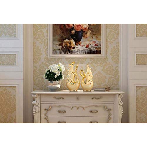 Tongboshi Home Decoration, Jingdezhen Ceramic Jewelry Crafts, Home Living Room TV Cabinet Decorations, Porch Wine Rack Wine Cabinet Office Home, Bookshelf Decoration, Wedding Gifts, swan Suit - Thumbnail 7