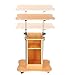 Yescom Mobile Laptop Cart Podium Adjustable Height Laptop Stand Portable Sit-to-Stand Desk Rolling Lecterns Workstation w/Storage Wheels Office School Beech