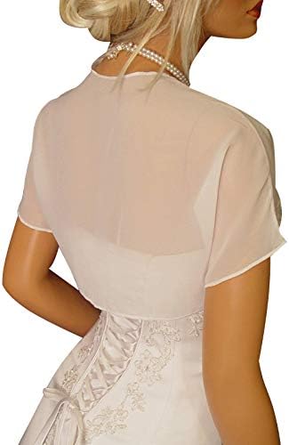 YuRongsxt Women's Short Sleeve Bolero Jacket Chiffon Shrug Open Front Cardigan C12