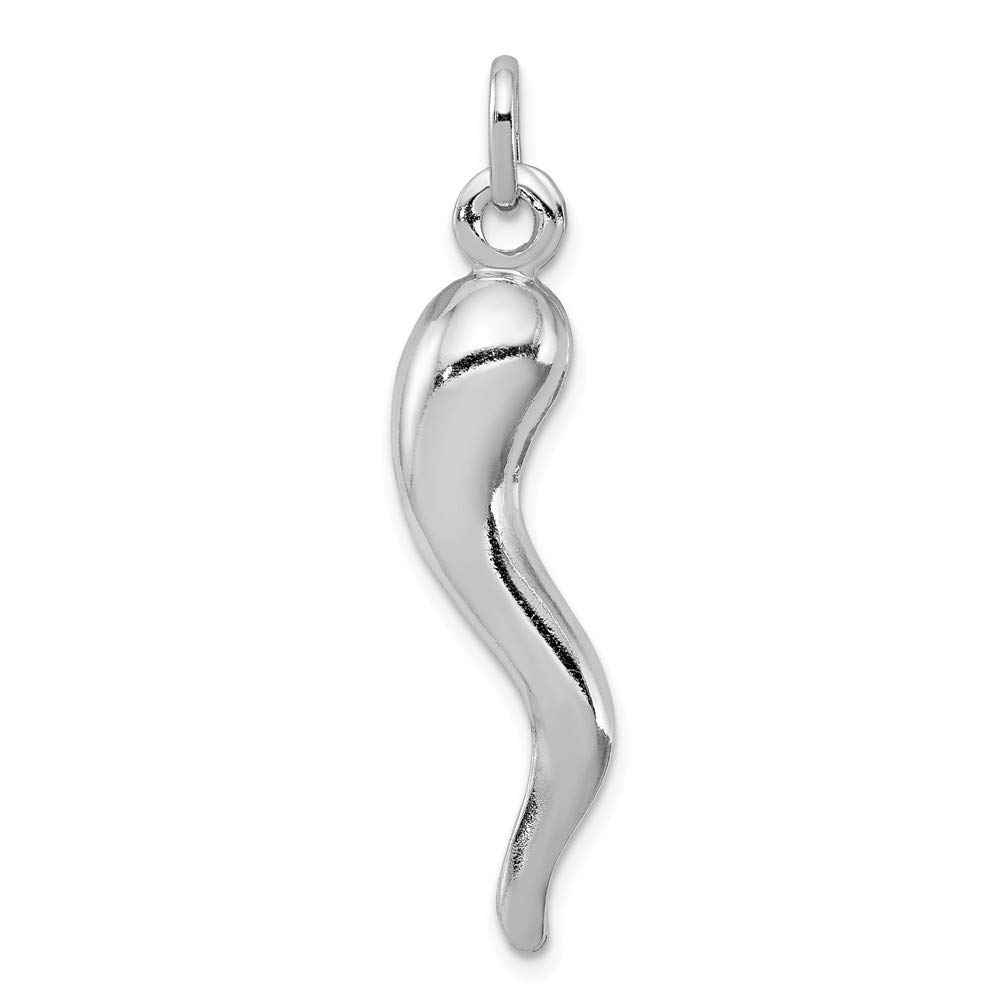 8mm x 38mm Sonia Jewels Sterling Silver Italian Horn Pendant Pendants Women