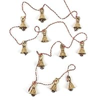 Rastogi Handicrafts Brass Decorative String of 11 Metal Vintage Indian Style Fair Trade Wall Hanging Bells (1)