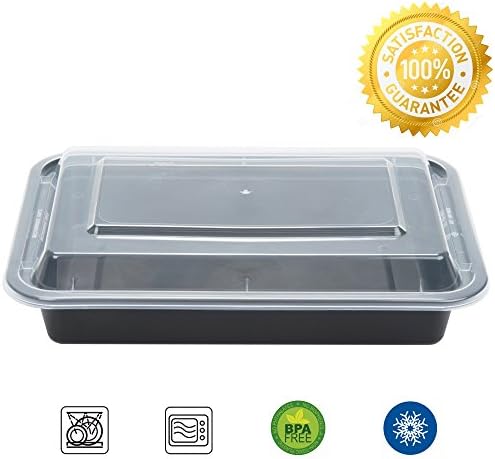 STAR Meal Prep | Food Containers | Tupperware | Portion Control | Leak Proof, Microwave, Dishwasher Safe, Reusable Lunch Box - 28 oz - 10 Pack - Black