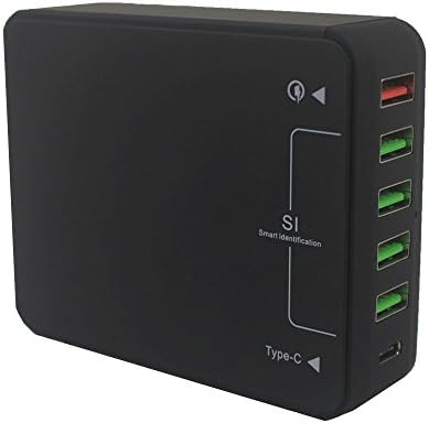 QC 3.0 Charging Station, ZNYSMART 50W 6 Port Charger SI USB + Quick Charge 3.0 + Type C For Samsung S7 / S6 / Edge / Plus / Note 5 4 and For iPhone iPad Goggle Sony Huawei LG