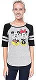 Disney Junior T-shirt Mickey & Minnie Mouse Print Athletic Jersey Stripes Raglan