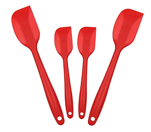 Golden Label Spatula Set With Stainless Steel CORE Heat Resistant Set Of Four Eco Friendly (Red) Non-Stick With Durable Metal Inside